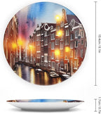 Decorative Plates for Wall Hanging, Grand Canal of Venice, Italy Colorful Painting Ceramic Plate, Wobble-Plate with Display Stand, Home Decor for Kitchen Cabinets, Farmhouse Round Tray 6 Inch