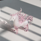 LONGWIN Crystal Pink Unicorn with Wings Animal Collectible Figurines, Hand Blown Glass Animal Gifts for Girls and Women Home Decor