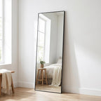 BEAUTYPEAK Full Length Mirror, 58"x14" Standing Hanging or Leaning Against Wall Floor Mirrors Body Dressing Wall-Mounted for Living Room, Bedroom with Aluminum Alloy Thin Frame, Black