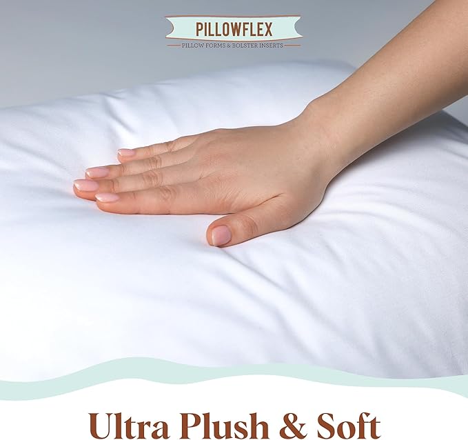 Pillowflex Synthetic Down Pillow Insert - 14x24 Down Alternative Pillow, Ultra Soft, Large Rectangle, Lumbar, Travel, Neck, Sleeping Pillow - 1 Decorative Pillow Form
