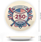 250th Anniversary Decorative Plates 8 Inch Baseball Theme Patriotic Decorations Commemorative Plates with Stand Independence Day 4th of July Semiquincentennial Decor