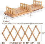 Wall Rack with 16 Hooks, Wooden Wall Expandable Coat Rack for Coat, Hats, Baseball Caps, Coffee Mug, Jewelry(Natural)