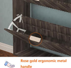 Shoe Cabinet Storage,Modern Freestanding Organizer with 4 Flip Drawers,Narrow Shoe Rack Cabinet for Entryway,Walnut