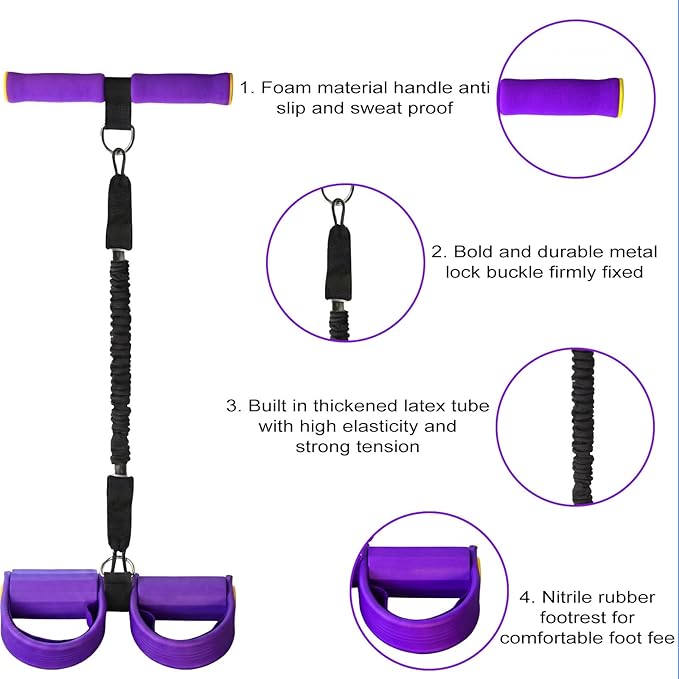 Upgraded Pedal Resistance Band with Handle - Fashion Puller Exercise Tool, Thickened Built-in Latex Tube Pedal Resistance Device & Soft Nitrile Rubber Anti-Slip Footrest for The Core/Arms