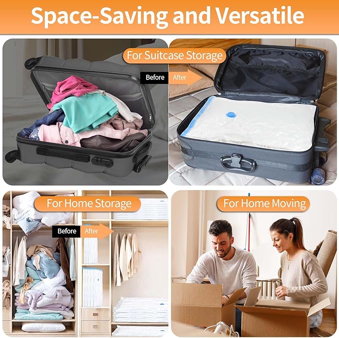 Electric Pump for Vacuum Storage Bags, 55W 5000PA Portable Travel Vacuum Pump for Various Vacuum Seal Bags, Space Saver Vacuum Storage Bag Pump for Compression Clothing, Blanket, Luggage, White