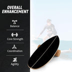 Goplus Balance Board Trainer for Adults, Wooden Balancing Board with Cork Roller and Storage Rack to Exercise and Build Core Strength, Wobble Board for Skateboard, Snowboard