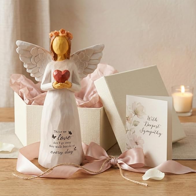 Kohehe Sympathy Gifts for Loss of Loved One, 5.12" Heart Angel Figurine Memorial Gift for Loss of Baby Mom Dad Grandma,Thoughtful Comforting Gifts for Funerals,Memorials, Anniversaries of Loss