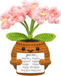 Wavwavw Christian Gift for Women Positive Handmade Crochet Doll with Bible Verse Prayer Card Inspirational Scripture Religious Crochet for Christmas Sunday Group Church(Forget Me Nots)