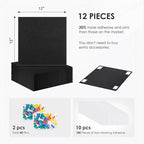 Large Felt Bulletin Board 48" x 36", Cork Board Alternative, 12 Pack Felt Wall Tiles with Push Pins and Adhesive Tabs, Cork Boards for Walls Pin Board for Office & HomePanels, Black