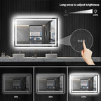 LOAAO 40X32 LED Bathroom Mirror with Lights, Anti-Fog, Dimmable, Backlit + Front Lit, Lighted Bathroom Vanity Mirror for Wall, Memory Function, Waterproof, Tempered Glass