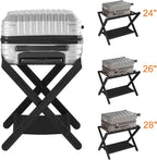 Heybly Luggage Rack, Pack of 2, Folding Suitcase Stand with Storage Shelf, Heavy-Duty Luggage Holder for Guest Room Bedroom Hotel, Holds up to 165 lb,Black, HLR010B2