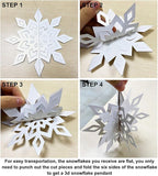OuMuaMua Winter Christmas Hanging Snowflake Decorations, 12PCS Snowflakes Garland & 12PCS 3D Glittery Large White Snowflake for Christmas Winter Wonderland Holiday New Year Party Home Decorations