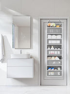 JARLINK 2 Pack Over the Door Organizer Storage, 5 Shelf Hanging Door Organizer with 5 Large Capacity Pockets, Anti Tilt 44 lb Load Behind Door Storage for Bedroom, Bathroom, Pantry, Nursery, (Grey)