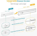 Vtopmart 4 Pack 2.36" Short Upgrade Drawer Dividers for Kitchen Drawer, 12.8"-22.3" Expandable Kitchen Drawer Organizer, Clear Plastic Organizer Separator for Flatware, Utensil, Cutlery, Underwear