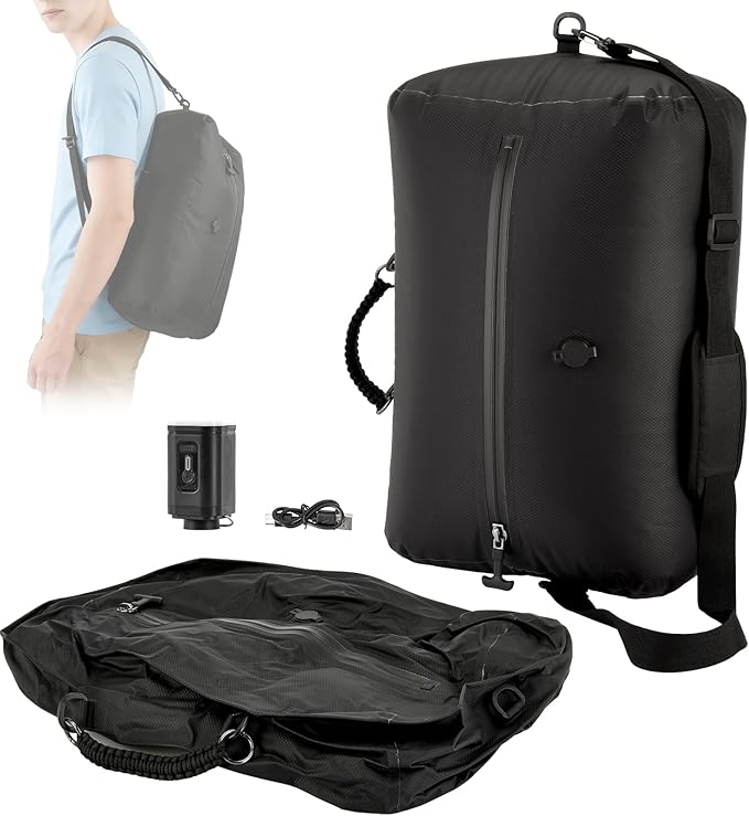 Vacuum Bags for Travel with Wireless Pump, 38L Reusable Vacuum Compression Bags with IP67 Waterproof Zipper 70D Nylon Vacuum Seal Packing Cubes Space Saver Bags for Carry On Backpack