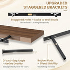 FLYJOE 24 Inch Long Floating Shelves for Wall Set of 1, 12" D Wood Grain Bathroom Shelves with Invisible Brackets, Easy Install Engineered Wood Storage Shelves for Kitchen, Living Room, Bedroom