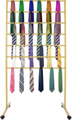 7 Tiers Rolling Display Tie & Scarf Rack Towel Belt Pants Hangers Ribbon Organizer Hijab Stand, Floor Standing Tie Scarves Hanging Rack Necktie Holder for Home Commercial Clothing Retail Store