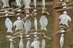 Natural Driftwood Beach Mobile, Coastal Wood Sea Turtle Fish - Beach Gems - 6 mobiles
