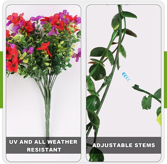 2PCS Artificial Hanging Flowers, 132 Violet and Eucalyptus Vines Fake Hanging Plants for Wall Home Room Garden Artificial Flowers for Decoration
