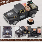 Coffee Bar Decor Vintage Mini Metal Pickup Truck Decor with Book Accessories for Coffee Station, Farmhouse Tiered Tray Tabletop Decorations for Home Kitchen, Office, Cafe