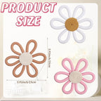 Zeyune 6 Pcs Boho Nursery Daisy Flower Wall Art Decor Woven Macrame Wall Pediments Boho Daisy Floral Nursery Art Decor for Home Bedroom Decorations(Classic Color,Yarn and Cotton Rope)