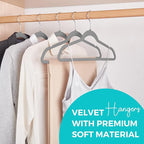 HOUSE DAY Premium Velvet Hangers 50 Pack Grey, Non-Slip Flocked Felt Hangers, Sturdy Clothes Hanger with 360° Rotatable Hook, Heavy Duty Durable Slim Coat Hanger for Closet Space Saving
