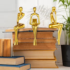 BMLCGJ Thinker Statue Gold Decor Abstract Art Sculpture, Golden Resin Collectible Figurines for Home Living Room Office Shelf Decoration,Great Gifts Ideas (Sitting Posture-Gold)