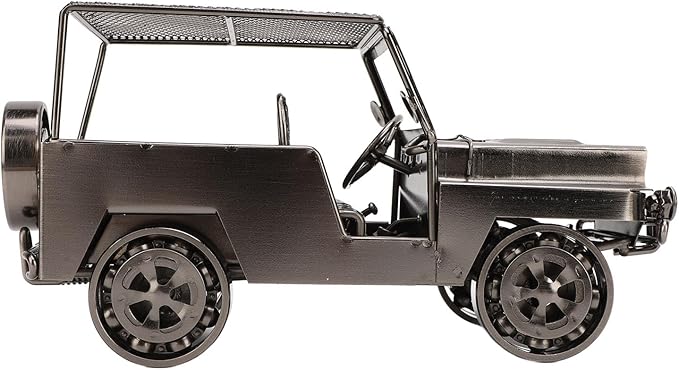 Pilipane Metal Car Figurine Vintage Antique Handcrafted Iron Decorative Model Ornament for Home Entryway TV Cabinet Wine Cabinet Decor (Silver)