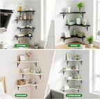 NATURE'S SOURCE Corner Floating Shelves Set of 4, Corner Shelves Wall Mounted, for Bedroom Kitchen Living Room Bathroom Office- Gothic Style (Black, Set of 4)