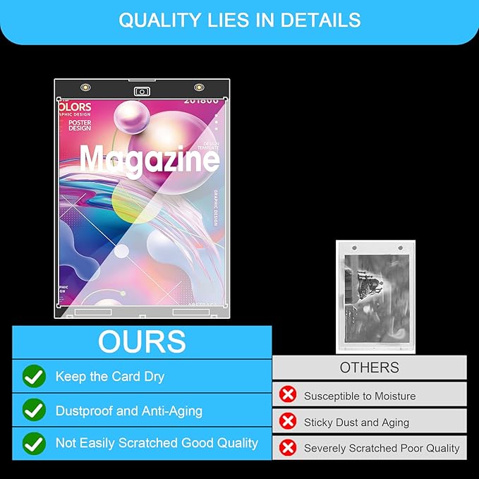2-Pack Magazine Book Magnetic Holder - One Touch Magazine Magnetic Frame, Magazine Book Display Holders, UV Protection Comic Book Display Case, Clear Wall Mountable Protective Display Holder