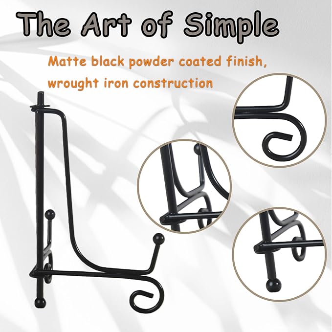 12 Pack Iron Display Stands, 4 Inch Black Plate Holder Easel for Display, Decorative Tabletop Frame Picture Stand for Book, Collectibles, Card and Arts