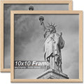 Natural Solid Wood 10x10 Picture Frame, Display 10 x 10 Inch Picture Poster Photo, Vertical & Horizontal Wall Hanging - 2 Pack/Natural/10 x10