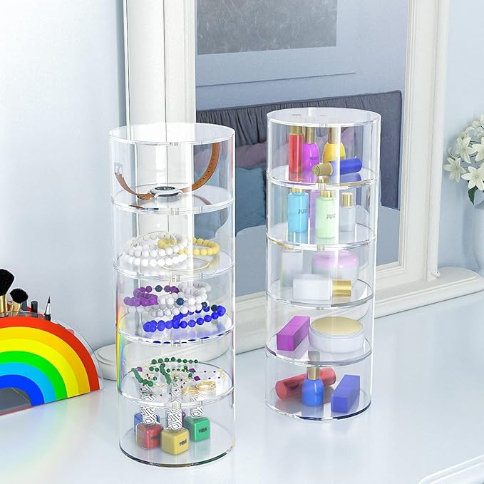 NIUBEE Belt Organizer, Acrylic 4 Layers Belt Case Storage Holder and Display for Accessories like Jewelry,Watch,Bracelets