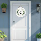 Monogram Letter C Wreaths for Front Door Wreath Wooden Welcome Sign for Front Door Decor Floral Family Last Name Initial House Warming Spring Summer Porch Rustic Wall Home Kitchen Boho Decorations