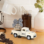 Coffee Decor for Coffee Bar Metal Truck with Coffee Beans Burlap Sack Vintage Pickup Mini Diecast Truck for Farmhouse Coffee Station Home Coffee Bar Tabletop Decorations