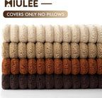 MIULEE Boho Farmhouse Throw Pillow Covers 20x20 Inch Set of 4 Rustic Mordern Neutral Cushion Covers Soft Corduroy Nordic Home Decor for Couch Bed Sofa Living Room Chocolate Brown/Rust
