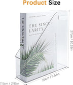 Magazine Holder, 2 Pack Acrylic Magazine File Holder,A4 Vertical File Organizer with Handle for Desk,Clear Document Rack File Folder Storage Bin