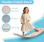 Wooden Wobble Balance Board Kids, 27 Inch Balance Board Toddlers with Natural Wood Board with Rope for Indoor&Outdoor Exercise, Open Ended Learning Toy for Body Training, Birthday