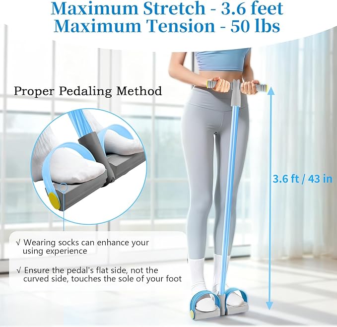 Pedal Resistance Bands with Handles, Durable 6-Tubes Multifunction Pedal Resistance Band, Natural Rubber Foot Pedal Resistance Bands, Fitness Resistance Bands for Abdomen, Waist, Arm, Leg
