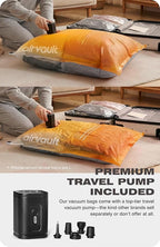 AirVault Vacuum Storage Bags for Travel & Home - Space Saver Compression Packing Bags Set for Clothes, Blankets & Seasonal Storage, Small (4), Medium (8), Large (8) (Orange,20-Pack Combo)