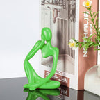 BMLCGJ Thinker Statue Gold Decor Abstract Art Sculpture, Golden Resin Collectible Figurines for Home Living Room Office Shelf Decoration,Great Gifts Ideas (Light Green)