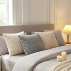 Fancy Homi 4 Packs Decorative Throw Pillow Covers for Living Room Couch Bed, Modern Farmhouse Boho Home Décor Accent Cushion Case, 24" x 24", Neutral
