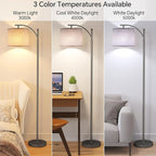SUNMORY Arc Floor Lamp, Modern Floor Lamp with 9W 3 Color Temperatures Bulb, Metal Standing Lamps with Adjustable Hanging Lampshade, Tall Floor Lamps for Living Room, Bedroom, Office