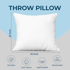 Utopia Bedding Throw Pillows (Set of 4, White) – 22 x 22 Inches Down Alternative Pillows for Bed, Sofa, and Couch - Fluffy Decorative Stuffer Pillow for Indoors & Outdoors