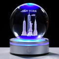 Movdyka 3D Crystal Ball Statue of Liberty New York Souvenirs Gifts for Women Men Snow Globe Night Light, Laser Engraved Empire State Building Figurine Home Room Decor Glass Art Crafts