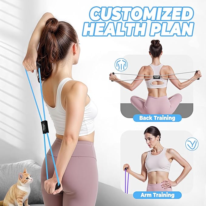 Figure 8 Resistance Bands for Women Men, Exercise Bands with Handles, 8 Shaped Resistance Bands for Back, Arm, Chest & Shoulder Workout, Home Gym Equipment for Yoga, Pilates, Physical Therapy