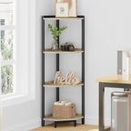 Hzuaneri Corner Shelf Stand, Corner Bookshelf, Storage Standing Shelf Unit with Metal Frame, Plant Stand, Bookcase for Living Room, Home Office, Bedroom, 4-Tier Greige CS05805B