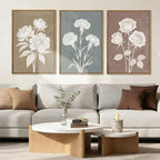 BINCUE Extra Large Neutral Botanical Wall Art Floral Painting Flower Print Flower Artwork Floral Wall Decor Flowers Wall Pictures for Living Room Bedroom Bathroom Dining Room Farmhouse 24x36 Inches 3 Piece Gift