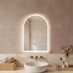 Sweetcrispy 20“x 28” LED Bathroom Backlit Mirror with Lights, Arched Lighted Bathroom Vanity Mirrors with Anti-Fog, Dimmable, 3-Color Light, Memory Function, Tempered Glass, Water-Proof Design