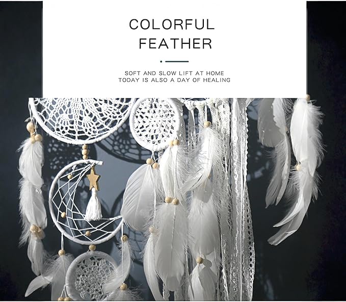 Dream Catcher Wall Decor,Large Boho Dream Catcher with Luxurious Feathers & Beads, Handmade Wall Hanging for Bedroom,Living Room, Gift Ready for Girls & Adults (Pink)